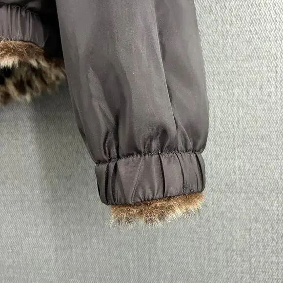 VTG OP Ocean Pacific Faux Fur‎ Animal Print Full Zip Reversible Hooded Jacket XL - Picture 14 of 14